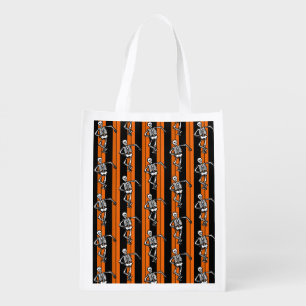 Dancing Skeletons Halloween Striped Treat Bag