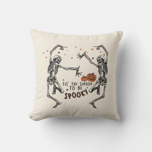 Dancing Skeletons Halloween    Throw Pillow