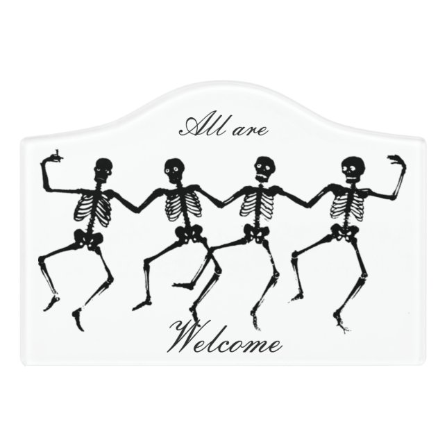 Dancing Skeletons Halloween Thunder_Cove Door Sign (Small Crest Front)