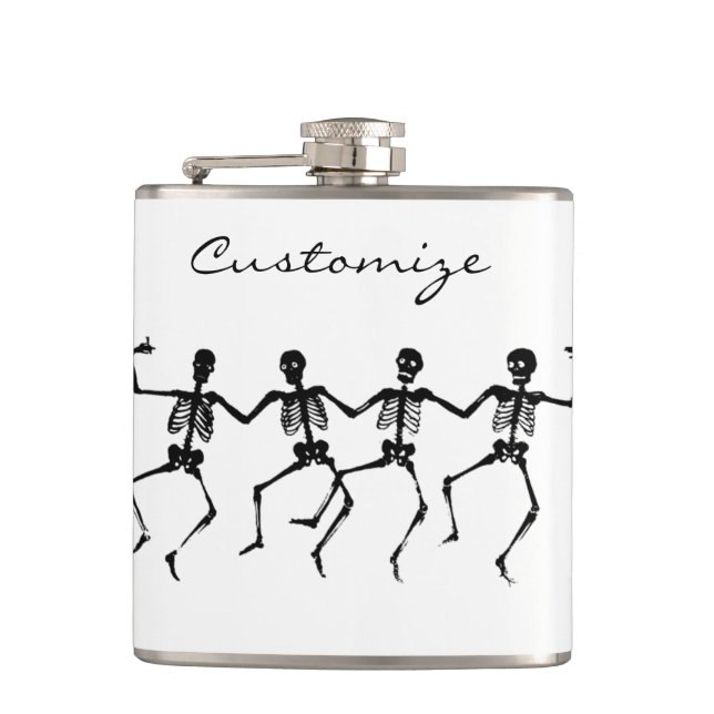 Dancing Skeletons Halloween Thunder_Cove Flask (Front)