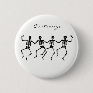 Dancing Skeletons Halloween Thunder_Cove Pinback Button