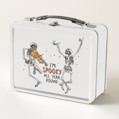 Dancing Skeletons Im Spooky All Year Round  Metal Lunch Box