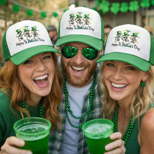  Dancing Skeletons in St. Patrick's Day Spirit Trucker Hat