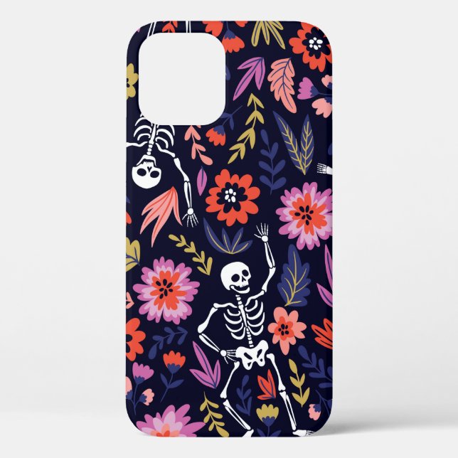 Dancing skeletons in the floral garden pattern Case-Mate iPhone case (Back)