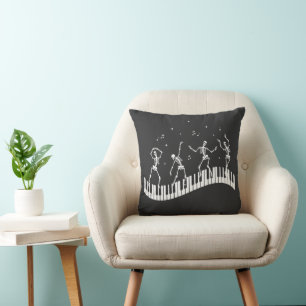 Dancing Skeletons Keyboard Music Teacher T-Shirt Throw Pillow
