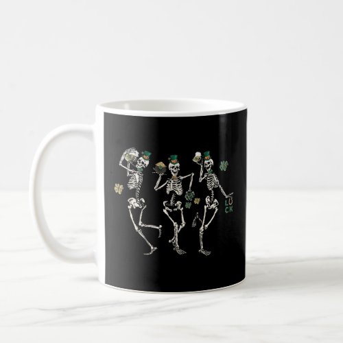 Dancing Skeletons Lucky Shamrock Hats Retro St Pat Coffee Mug