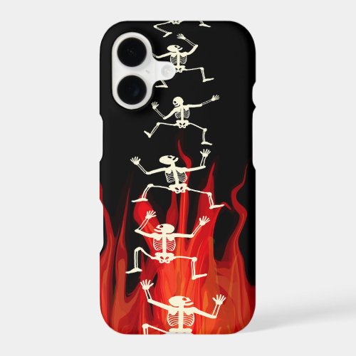 Dancing Skeletons On Fire Flames For Halloween iPhone 17 Case