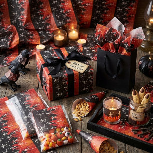Dancing Skeletons On Fire Flames For Halloween Wrapping Paper