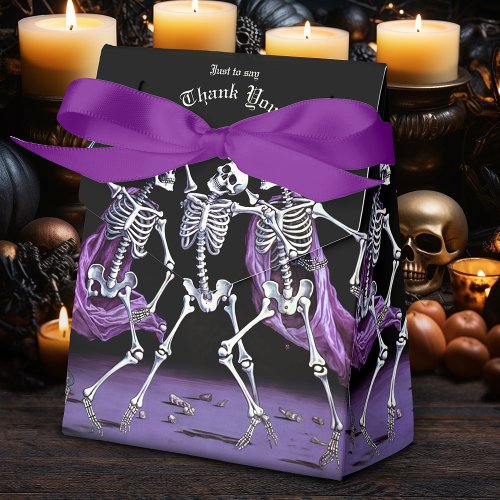 Dancing Skeletons Purple Gothic Halloween Favor Boxes