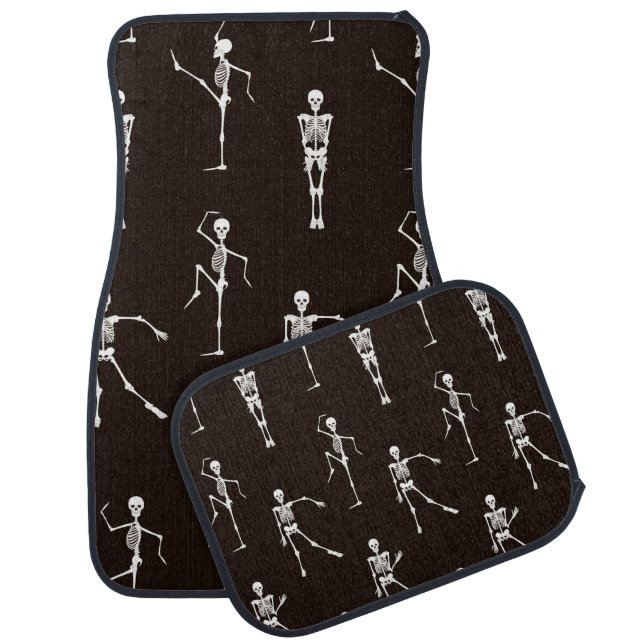 Dancing Skeletons: Quirky Seamless Background Car Floor Mat (Set)
