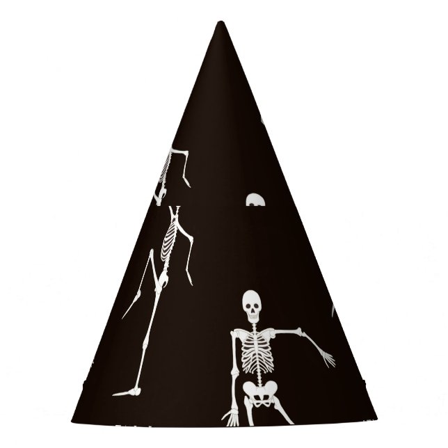 Dancing Skeletons: Quirky Seamless Background Party Hat (Front)