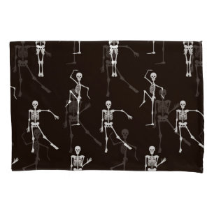 Dancing Skeletons: Quirky Seamless Background Pillow Case