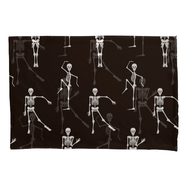 Dancing Skeletons: Quirky Seamless Background Pillow Case (Front)
