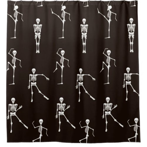 Dancing skeletons seamless pattern shower curtain