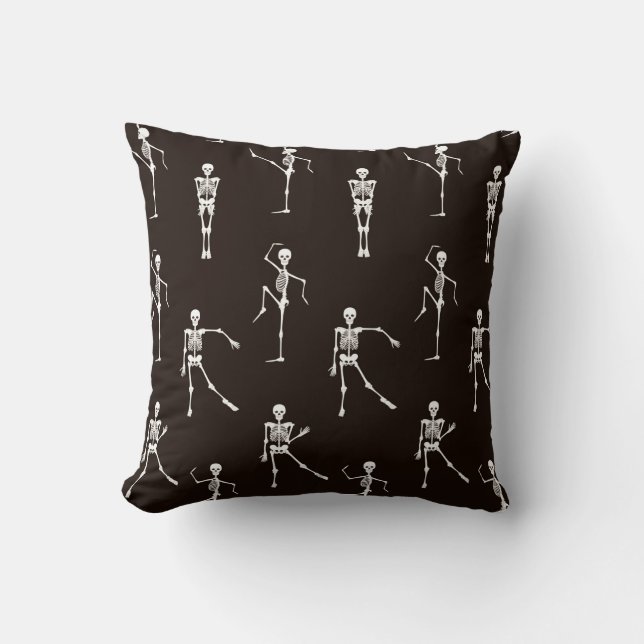 Dancing skeletons seamless pattern throw pillow (Front)