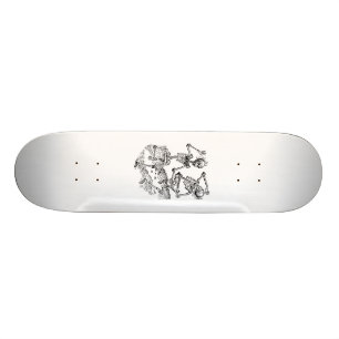 Dancing skeletons skate board