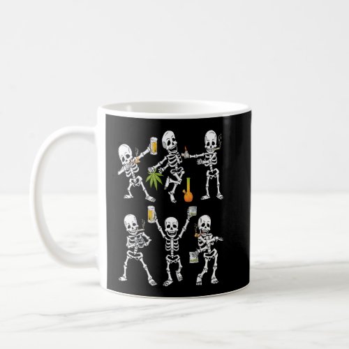 Dancing Skeletons Smoking Weed Drinking Beer Hallo Coffee Mug