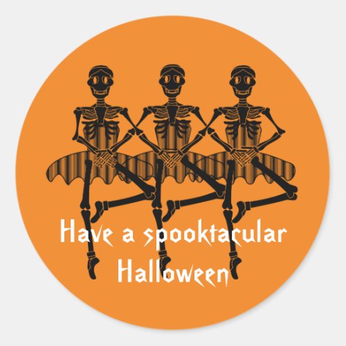 Dancing Skeletons Spooktacular Halloween Classic Round Sticker