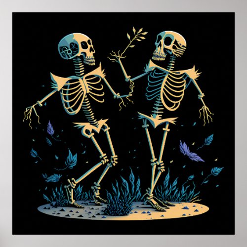 Dancing Skeletons Spooky Classic Black Poster