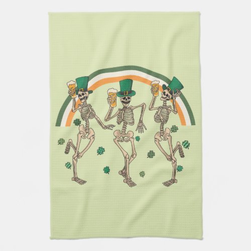 Dancing Skeletons St Patrick Kitchen Towel