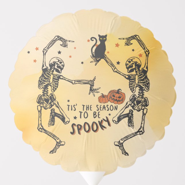 Dancing Skeletons under the Moon With Black Cat Balloon (Front)