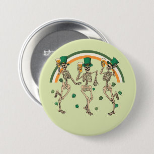 Dancing Skeletons with Beer and Shamrocks Button