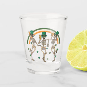 Dancing Skeletons with Beer and Shamrocks Shot Glass