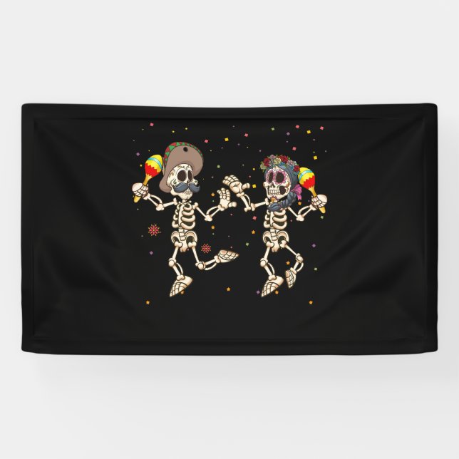 Dancing Skull Dead Day Women Dia De Los Muertos Banner (Horizontal)
