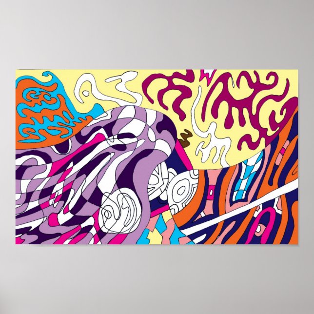 "Dancing Sky Reaching Hill" Abstract Art Poster (Front)