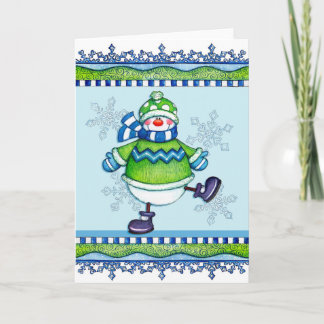 Dancing Snowman - Greeting Card