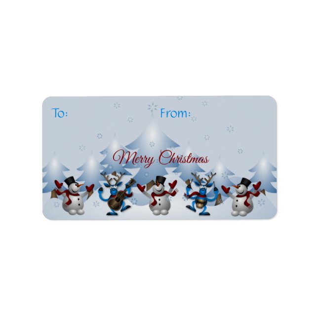 Dancing Snowmen Gift Tags (Front)
