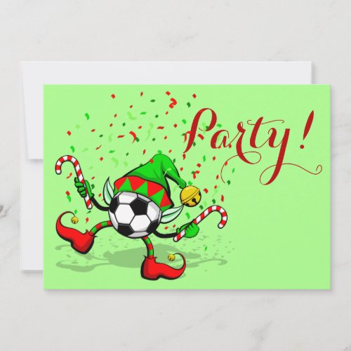 Dancing Soccer or Football Christmas Elf Holiday Card