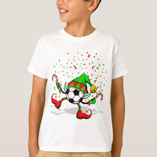 Dancing Soccer or Football Christmas Elf T_Shirt