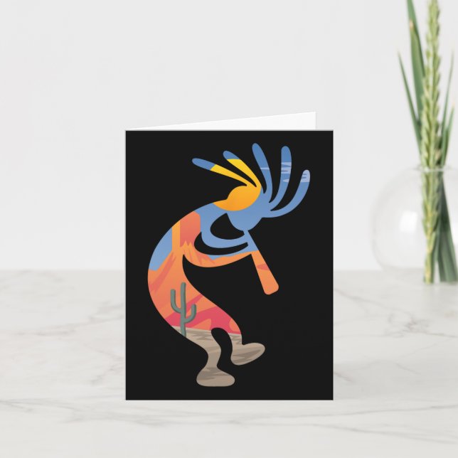 Dancing Southwestern Usa Kokopelli Symbol  Card (Front)