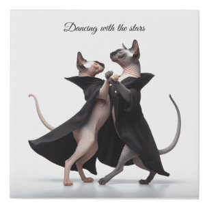 Dancing Sphynx Cats Faux Canvas Print
