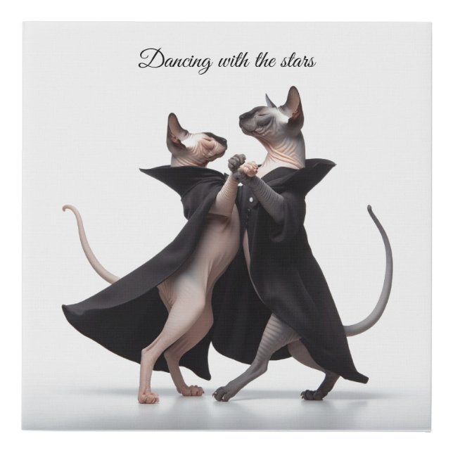 Dancing Sphynx Cats Faux Canvas Print (Front)