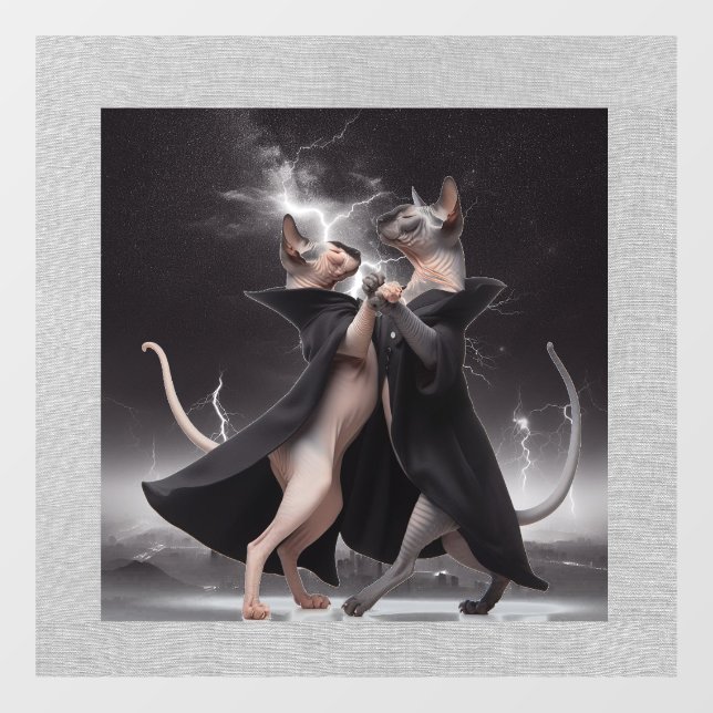 Dancing Sphynx Cats Window Cling (Sheet)