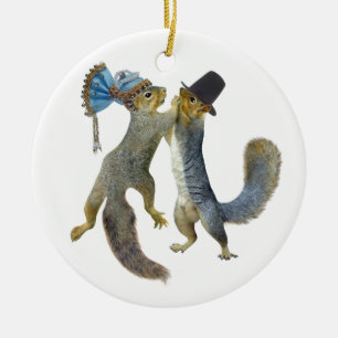 Dancing Squirrels Ceramic Ornament