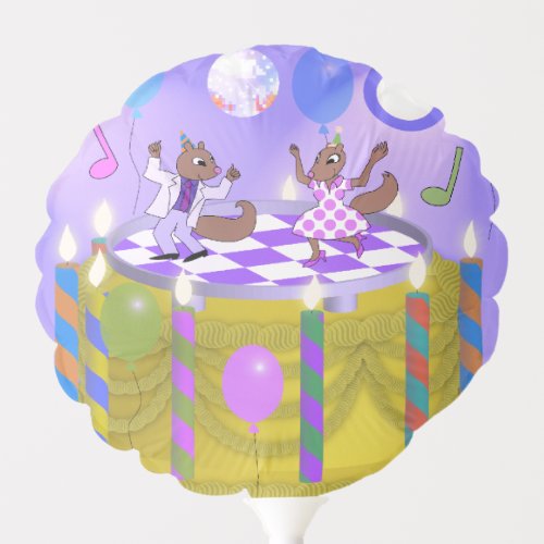 Dancing Squirrels on Cake Birthday Balloon