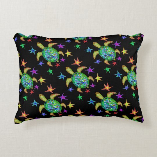 Dancing Star Turtle Decorative Pillow