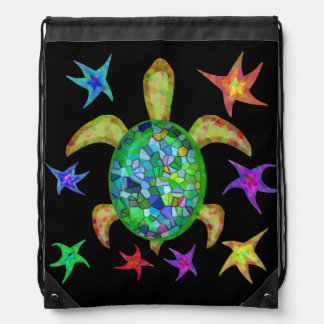 Dancing Star Turtle Drawstring Bag