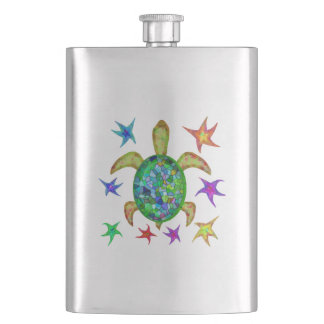 Dancing Star Turtle Hip Flask