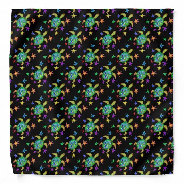 Dancing Star Turtle Pattern Bandana (Front)