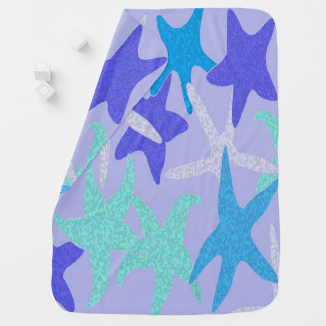 Dancing Starfish Blue Baby Blanket (In Situ)