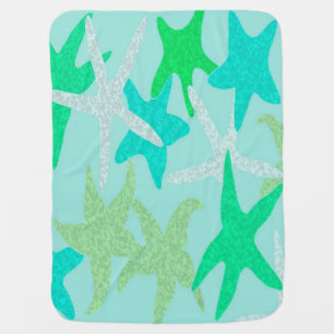 Dancing Starfish Green Baby Blanket