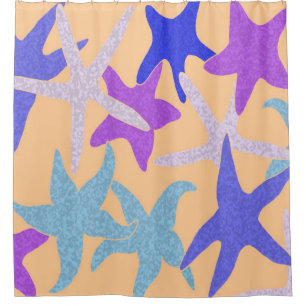 Dancing Starfish Yellow Shower Curtain