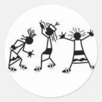 Dancing Stick Figures Classic Round Sticker by Blue_Vampire_Alexia at Zazzle