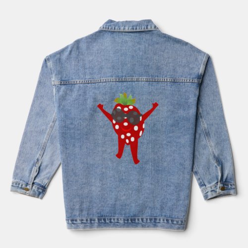Dancing Strawberry Toddler T_shirt Denim Jacket