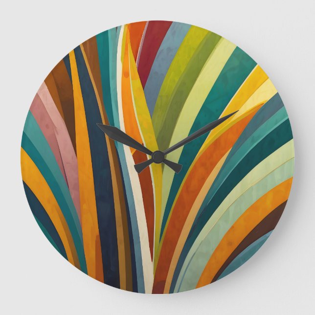 Dancing Stripes in Color Large Clock (Front)
