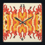 Dancing Sunburst Pop Of Color Abstract Art Square Wall Clock<br><div class="desc">Square Wall Clock, wall art decor and home furnishing decor accessory printed with Dancing Sunburst Pop Of Color Abstract Art artwork design image by The Fabric Seal print on demand shop at Zazzle #ZazzleMade https://www.zazzle.com/store/thefabricseal 🎨 This southwestern artistic style art and color tone scheme palette including shades of beige, cream,...</div>